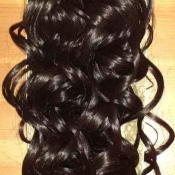 New Long  Curly Human Hair Extensions Blend 22" Full Set & Lace Closure - Picture 6 of 8